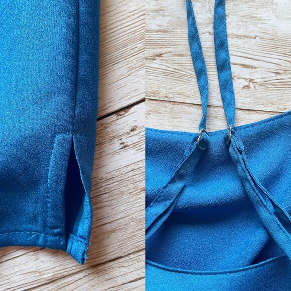 Ann Taylor Cami Top Bright Blue Flounced Ruffle Spaghetti Strap Size XS New - Picture 7 of 12